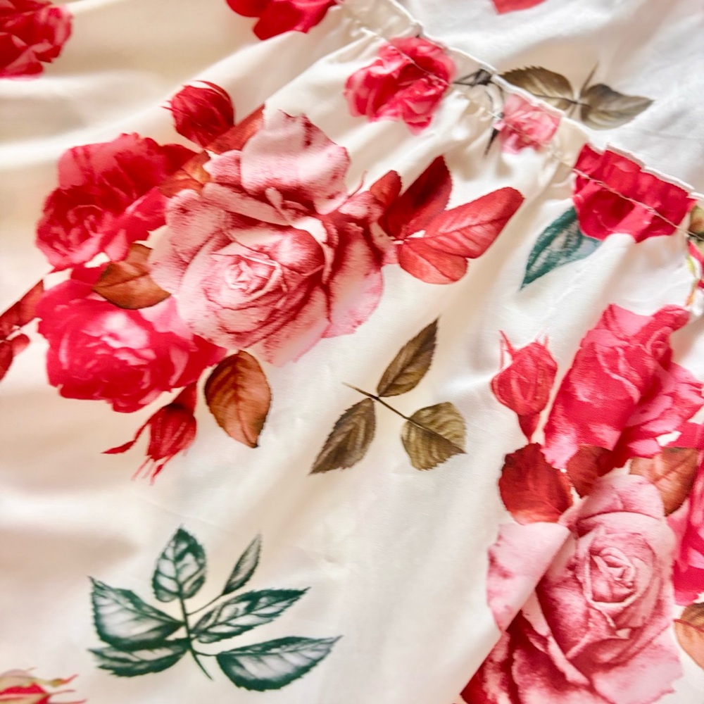 Floral Maxi Skirt - Red and Green - Picture 8 of 9